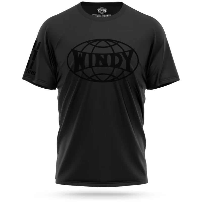 Windy negro sobre negro t-shirt