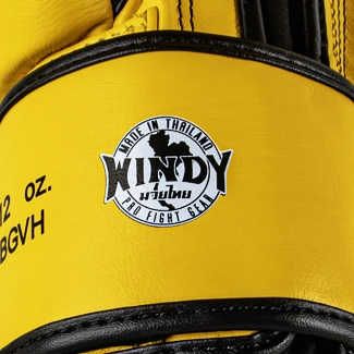 Etiqueta original del guante Windy amarillo