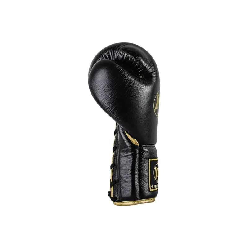 Vista lateral izquierda del guante Windy con cordones negro con dorado